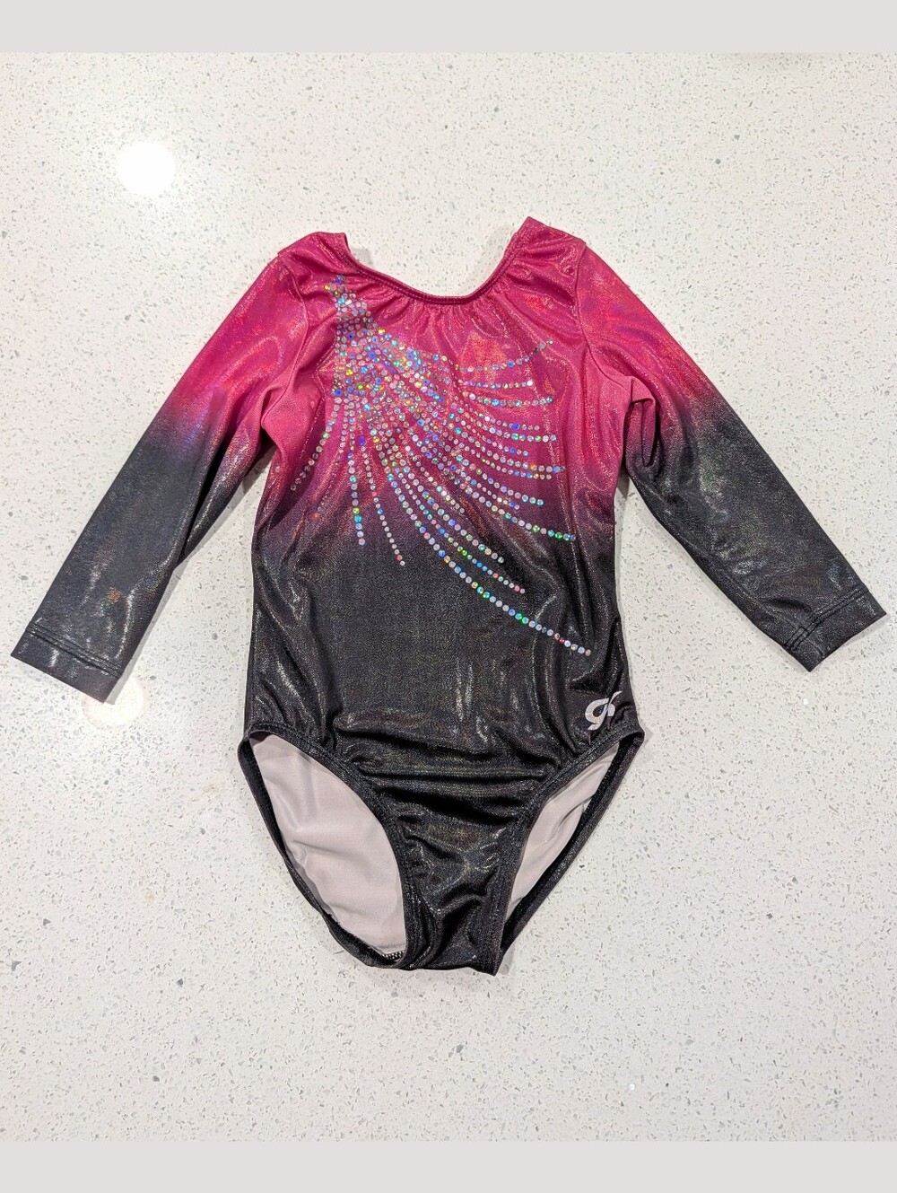GK ELITE Gymnastics Dance Leotard Small DAZZLING Holographic MYSTIQ Pink Sequins